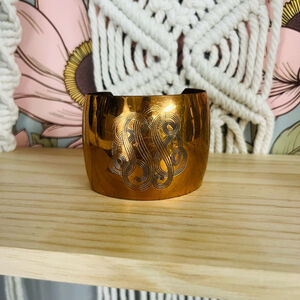 Vintage Copper Cuff Bracelet | Etched Detail Wide Bangle |‎ Boho Eclectic